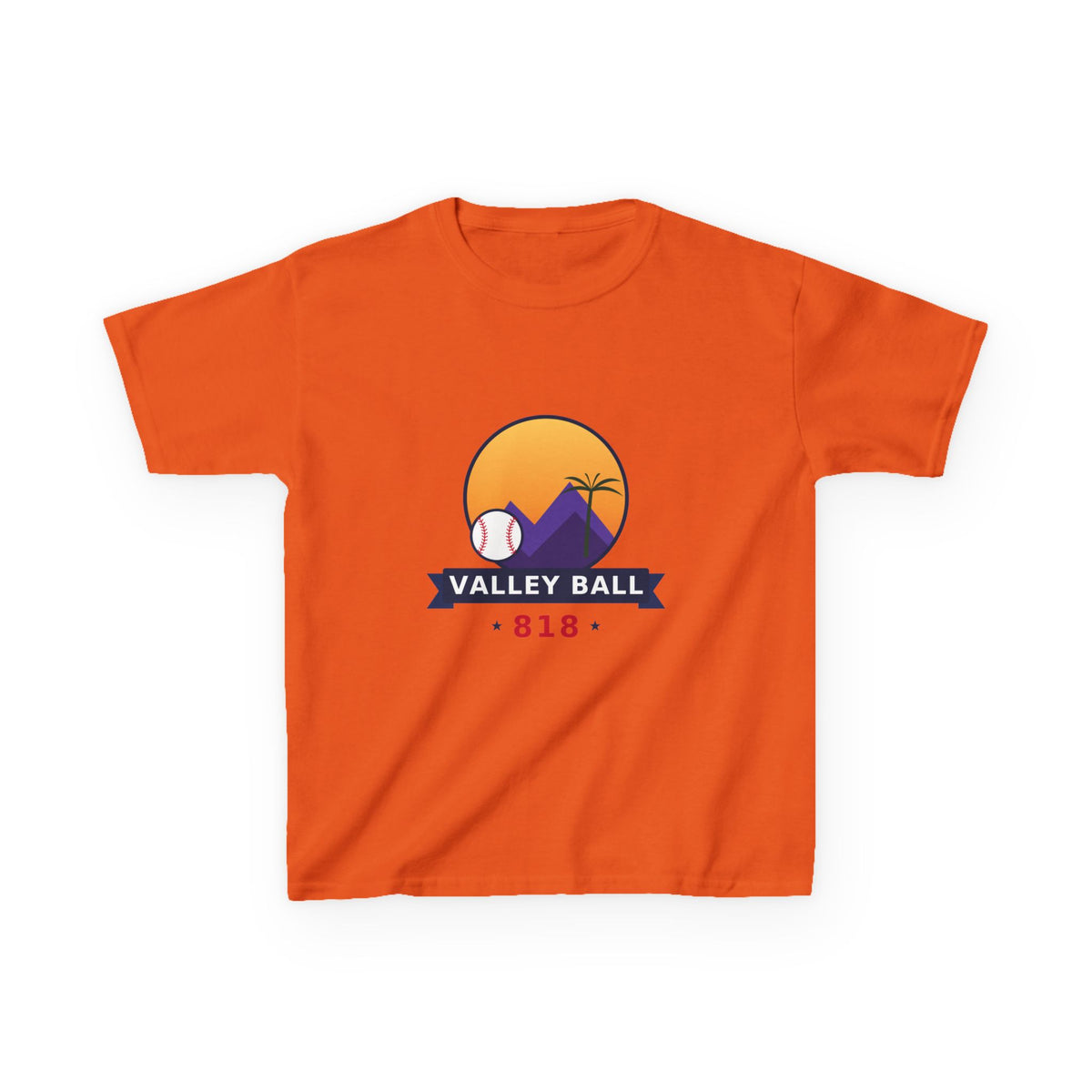 Valley Ball 818 Neon Youth Tee in orange