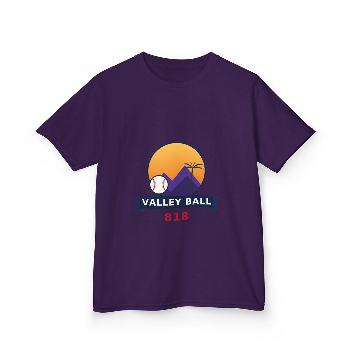 Valley Ball 818 Neon Youth Tee - Purple
