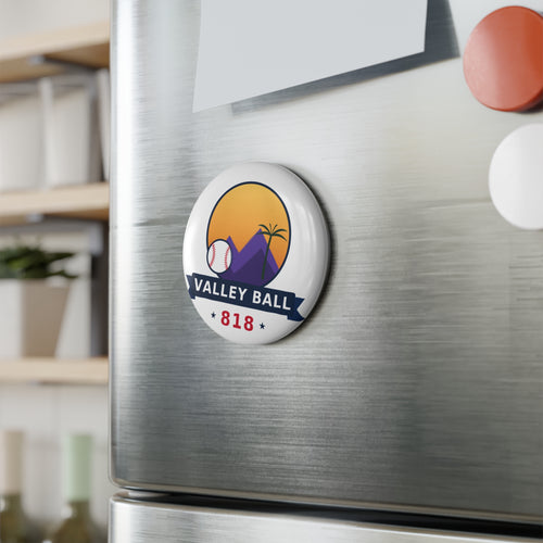 Valley Ball 818 Button Magnet on a fridge