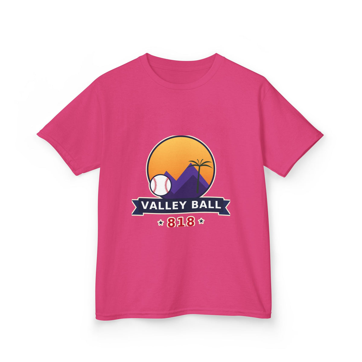 Valley Ball 818 Youth Tee - Neon Pink
