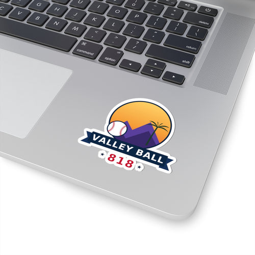 Valley Ball 818 Baseball Sticker on a laptop