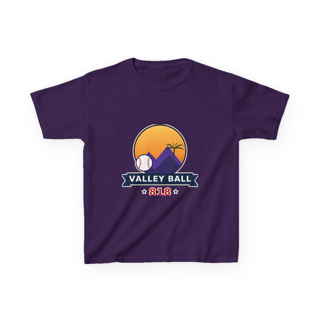Valley Ball 818 Neon Youth Tee - Purple (Cream Outline)