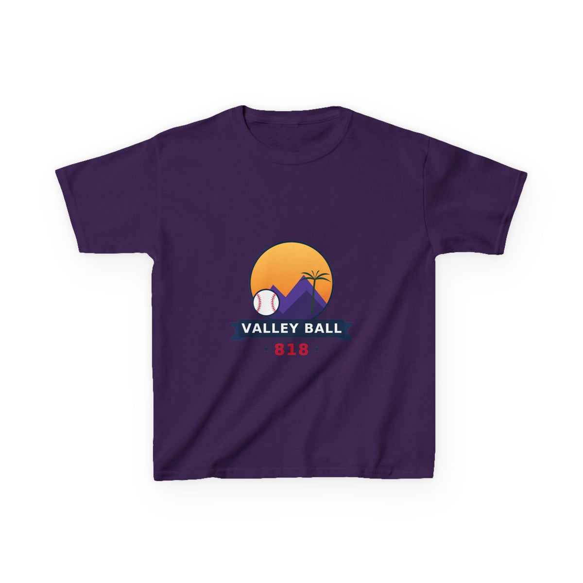 Valley Ball 818 Neon Youth Tee - Purple